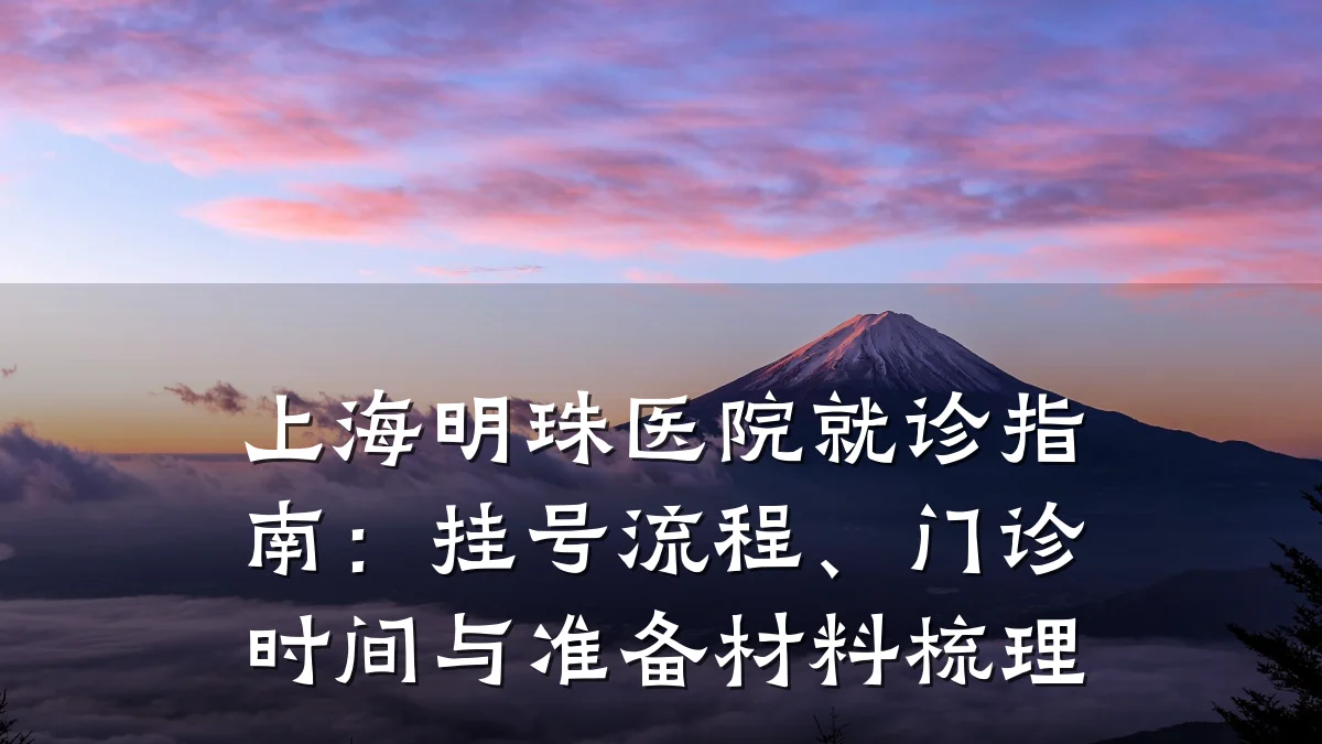 上海明珠医院就诊指南：挂号流程、门诊时间与准备材料梳理