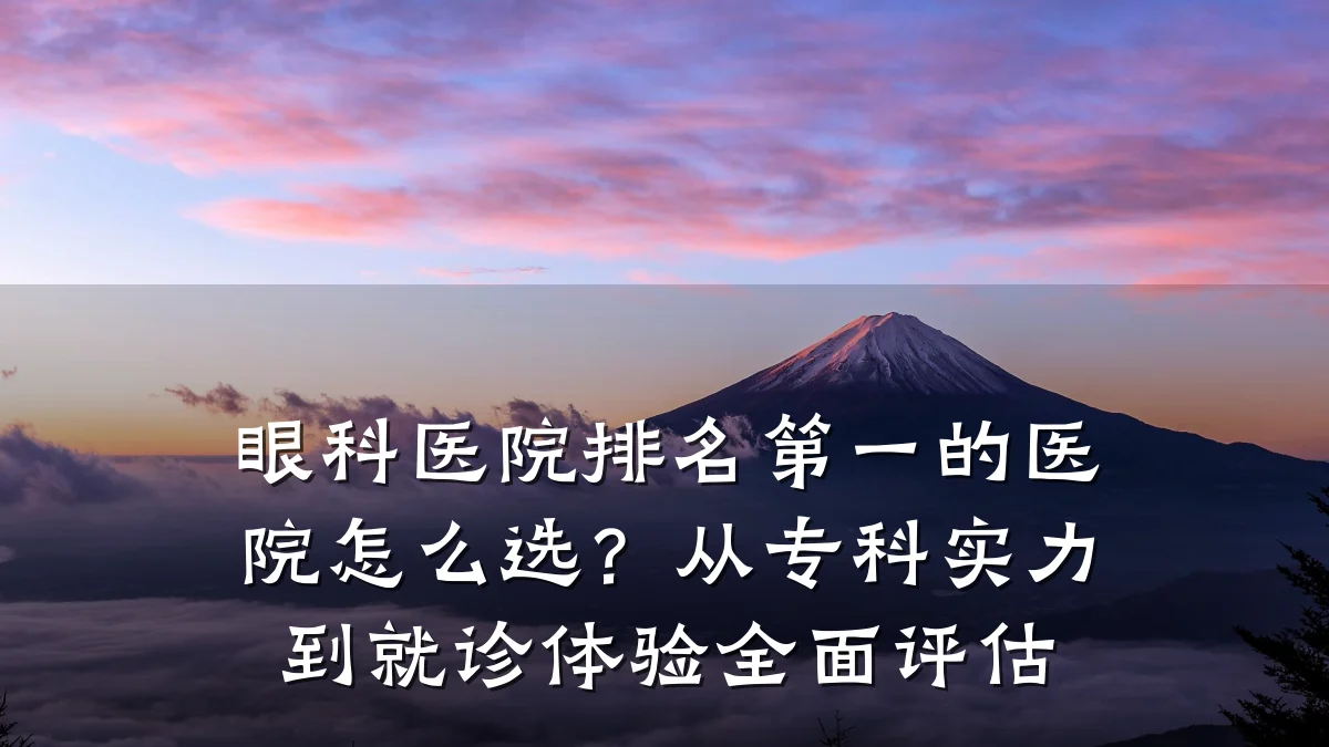 眼科医院排名第一的医院怎么选？从专科实力到就诊体验全面评估