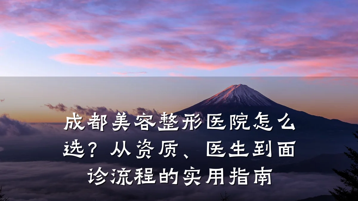 成都美容整形医院怎么选？从资质、医生到面诊流程的实用指南