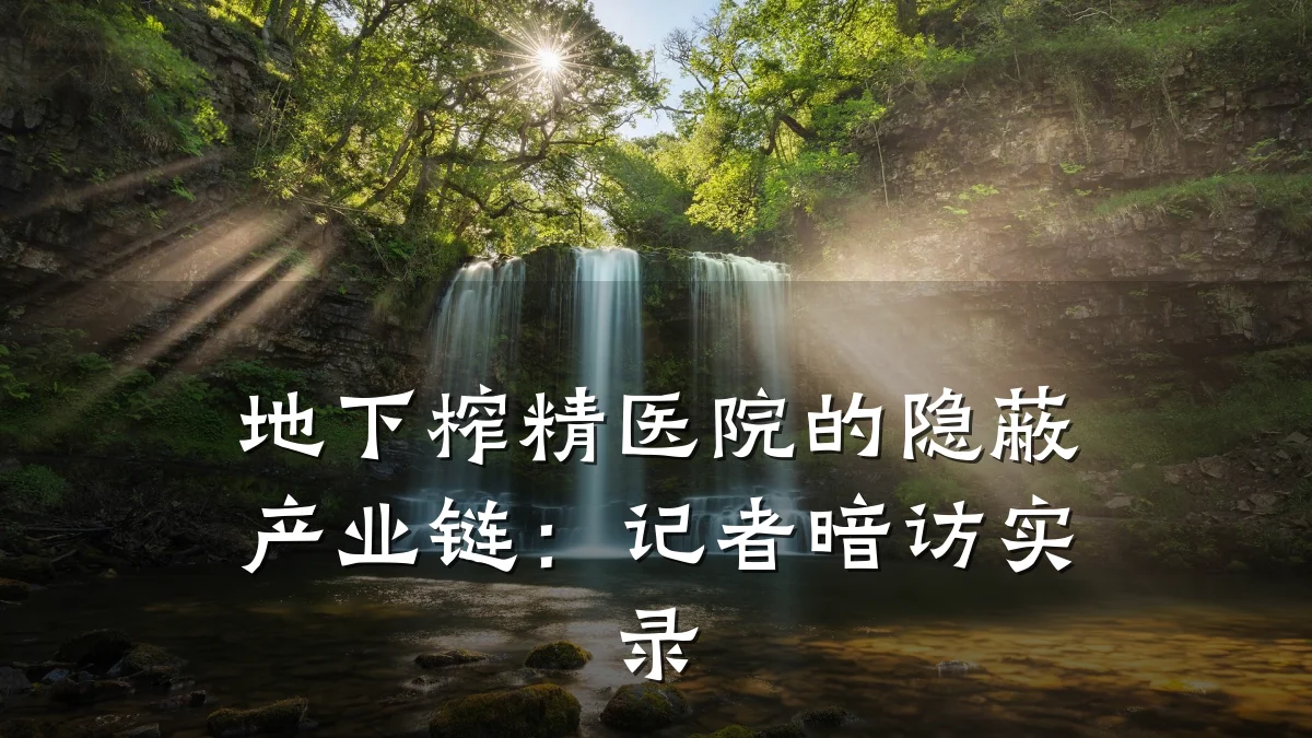 地下榨精医院的隐蔽产业链：记者暗访实录