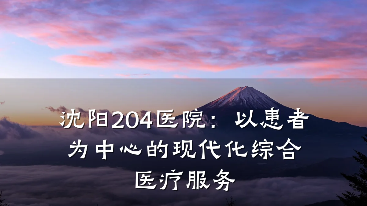 沈阳204医院：以患者为中心的现代化综合医疗服务