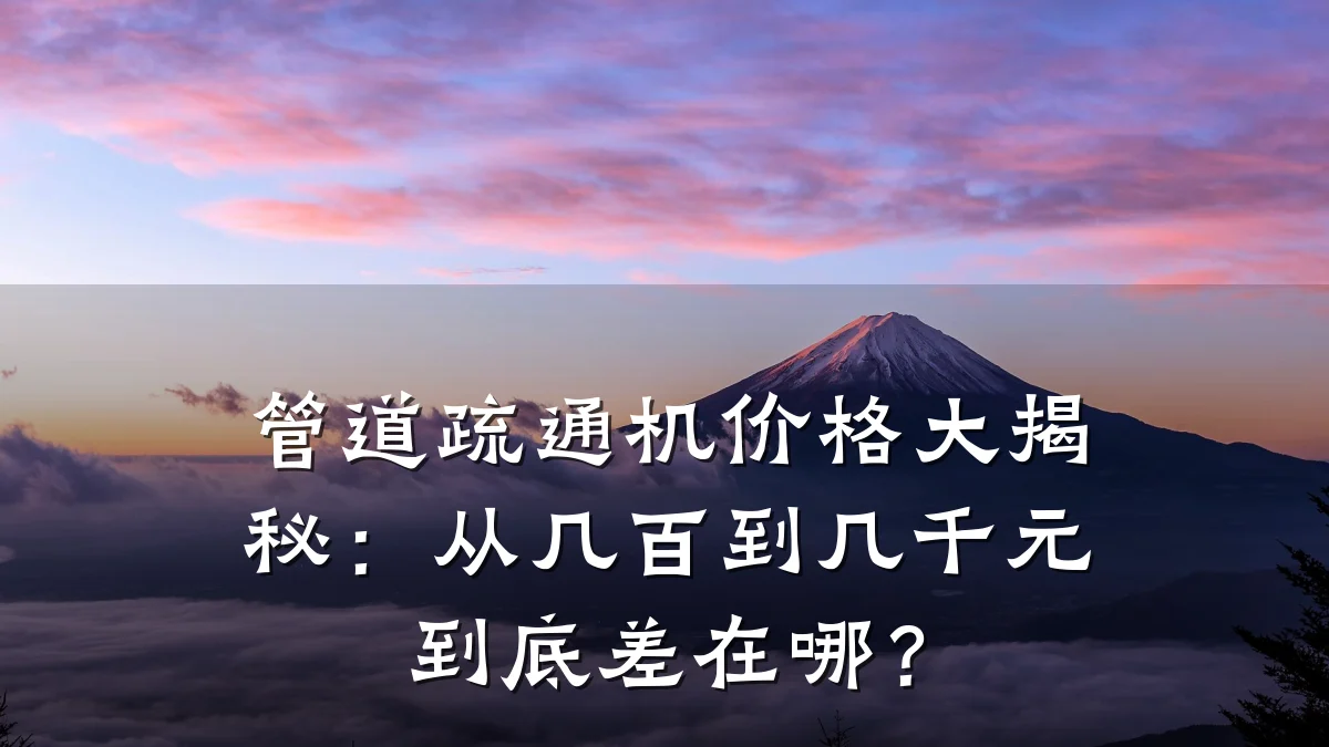 管道疏通机价格大揭秘：从几百到几千元到底差在哪？