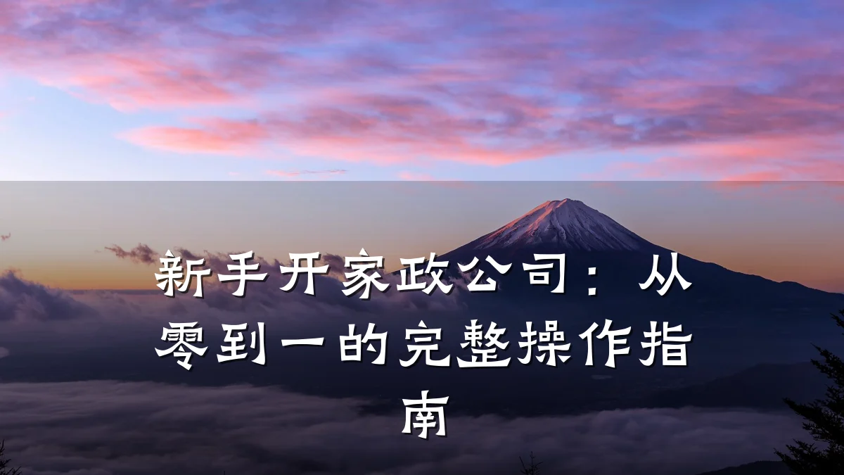 新手开家政公司:从零到一的完整操作指南